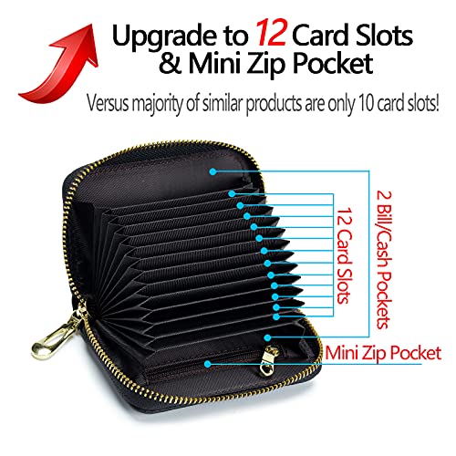 imeetu RFID Credit Card Holder, Small Leather Zipper Card Case Wallet for Women - color: Lite - Peacock Blue, size: Lite