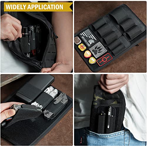 VIPERADE PL6 Tactical Modular EDC Organizer, Elastic Insert Pouch Panel with Hook Backed Accessories Holder, Attachment for Backpack, Tactical Vest, Bag - color: 1pc, L