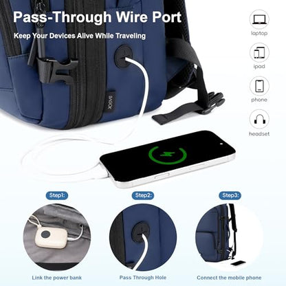 BAGOK Carry On Travel Backpack, 35L-40L Expandable Extra Large Airline Approved,Lightweight Daypack for Men and Women（Blue） - color: Blue, size: Large