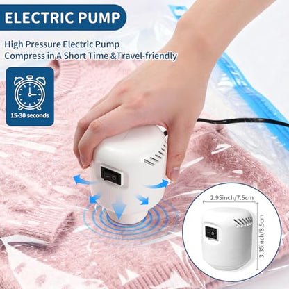 Vacuum Storage Bags with Electric Pump, 12 Pack | Stores Blankets & Comforters, 2 Jumbo 2 Large 3 Medium 3 Small 2 Roll-Up Bags, Electric Pump Included, Reusable Storage - size: 12 Combo