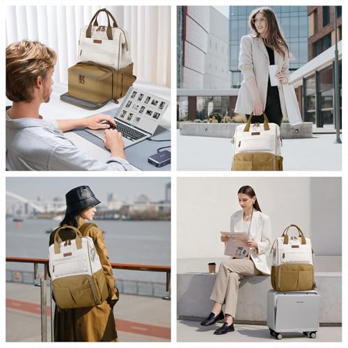 Maelstrom Travel Backpack for Women Men,Laptop Backpack Fits 15.6-17.3 Inch Laptop, Nurse/Work Bag with Insulated Lunch Box (Khaki-beige) - color: Khaki-beige