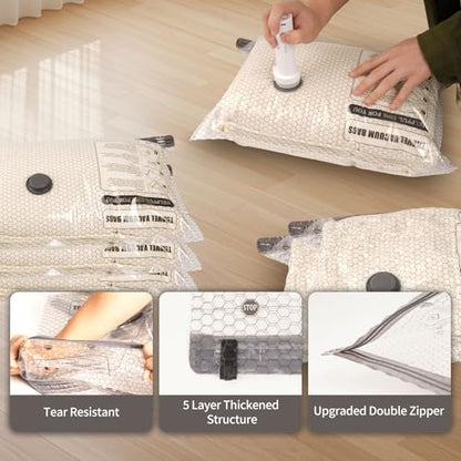 15 Pack Vacuum Seal Bags for Clothing Travel (3L+3M+3S) Vacuum Storage Bags with Electric Pump, Space Saver Vacuum Bags for Clothes, Blankets, Bedding - size: 15 combo bags + Electric Pump