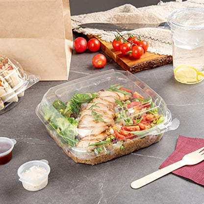 Restaurantware Thermo Tek 33.8 Ounce Clamshell Containers 100 Anti-Fog To Go Food Containers - Freezable Square Clear Plastic Food Packaging Containers Disposable - size: 39 oz