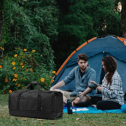 Laripwit Collapsible Duffle Bag with Wheels 130-170L Extra Large Expandable Travel Duffel Bag for Men Women Heavy Duty Military Duffle Bag for Camping Rolling Foldable Carry On Luggage, Black - color: Black