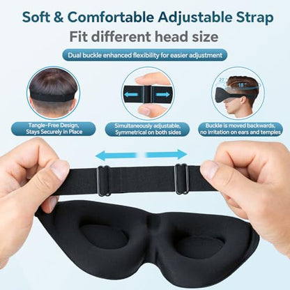 ZGGCD Sleep Mask for Side Sleeper, Light Blocking Sleeping Eye Mask for Women Men, 3D Contoured Cup Night Blindfold, Luxury Eye Cover Eyeshade with Adjustable Strap for Travel, Nap, Black - color: Black