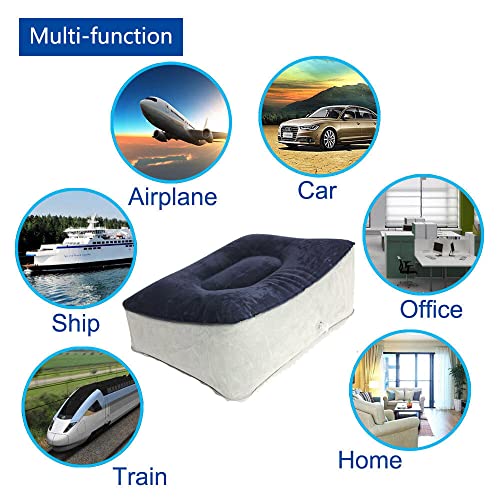 Inflatable Foot Rest Pillow - Air Footrest Cushion for Travel, Office & Home, Perfect Airplane & Car Seat Accessory