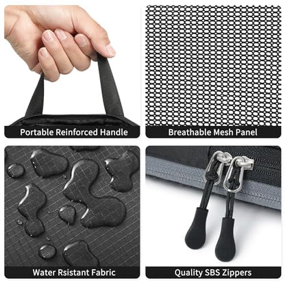 BAGAIL 4 Set/6 Set Ultralight Compression Packing Cubes Packing Organizer for Travel Accessories Luggage Suitcase Backpack(70D 4Set Mesh Black)