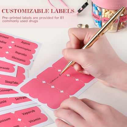 Pill Organizer,Travel Essentials Pill Container, Travel Pill Dispenser with Pink Lid，Pill Case Having 7 Large Compartments,Travel Containers for Cruise Essentials 2026 - color: Pink