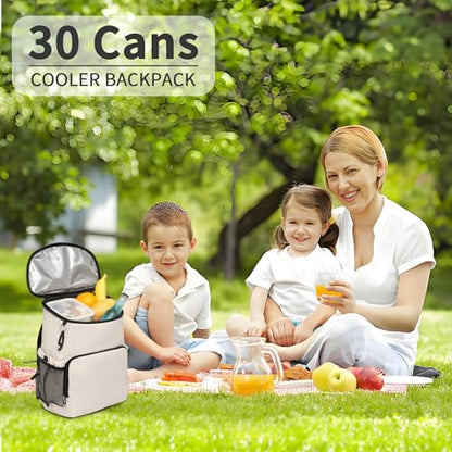 Backpack Cooler for Men and Women Insulated Waterproof Soft Lightweight Cooler Bag Leakproof 30 Cans Travel Camping Picnic Beach - color: Cream, size: 30 Cans