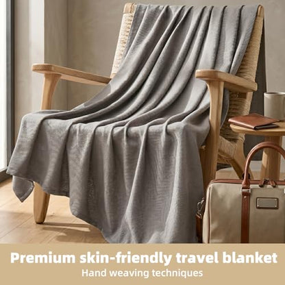 Travel Blanket Airplane - Ultra Soft & Lightweight Knit Design Compact Airplane Blanket,53x72 Inch,Stylish Travel Shawl Wraps for Flights,Office,Home Use,Travel Essentials & Gifts (Grey) - color: Grey