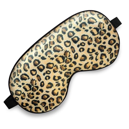 Sleep Mask, Silk Eye Mask for Sleeping with Adjustable Strap, Blindfold Eyeshade for Men & Women, Comfortable & Soft Eye Cover Eyeshade for Night Sleep (Leopard) - color: Leopard