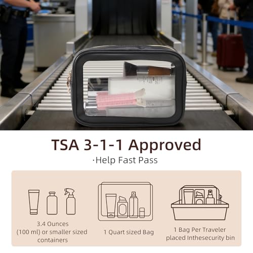 3PCS Diaper Bag Organizer Pouch Set，Clear Organizer Bags,TSA Approved Toiletry Bag,Clear Waterproof Cosmetic Bags with Zipper,Purse Organizer Pouches,Travel Organizer Bags for Woman and Kids - color: Black, size: 3PCS