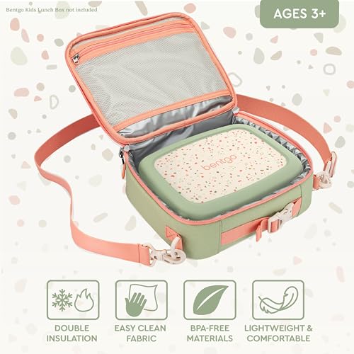 Bentgo Kids Lunch Bag (Whimsy & Wonder Collection) - Durable, Double-Insulated Lunch Bag for Kids 3+; Holds Lunch Box/Water Bottle/Snacks; Water-Resistant Fabric & Zip Pockets (Geo Speckle) - color: Geo Speckle