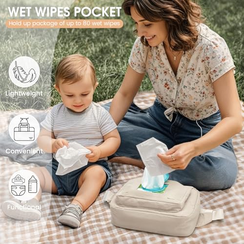 G4Free Small Diaper Bag for Baby Girl and Boy, Mini Sling Diaper Bag Fanny Pack with Portable Changing Pad - color: Beige