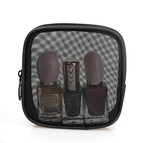 Patu Mesh Travel Toiletry Bag, Transparent Standing Pouch, Portable Shaving Washing Kits Organizer, Personal Care Trip Case, Pack of 2 Sizes (S/M), Black - size: S & M (2 pcs)