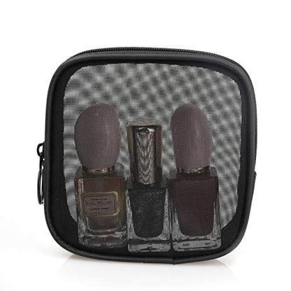 Patu Mesh Travel Toiletry Bag, Transparent Standing Pouch, Portable Shaving Washing Kits Organizer, Personal Care Trip Case, Pack of 2 Sizes (S/M), Black - size: S & M (2 pcs)