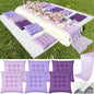 Extra Large Outdoor Picnic Blanket with Table Runner and Floor Pillow Cushion for Picnic Wedding Birthday Baby Shower Backyard(91 x 71'',Purple,6-Person) - color: Purple