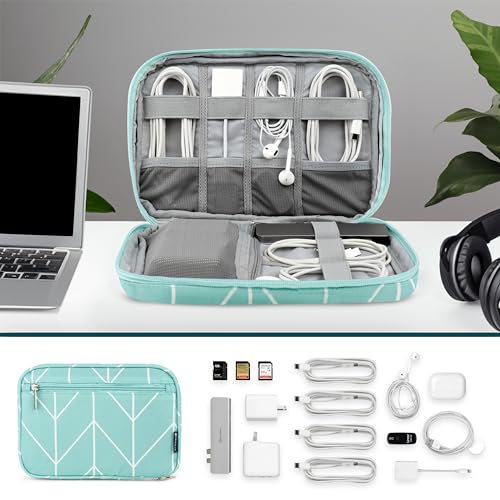 PAVILIA Travel Cord Organizer, Electronic Organizer Travel Case, Tech Case Cable Storage, Small Charger Cord Bag Pouch, Accessories Tech Gifts for Men Women, Teal - color: Teal