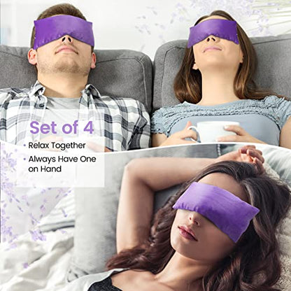 SuzziPad Lavender Eye Pillows for Relaxation with Aromatherapy, Weighted Mask for Sleeping, Hot & Cold Therapy Compress for Dry Eyes, Yoga Meditation Pillow, Purple, 4 Packs - color: Purple