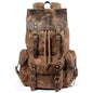WUDON Leather Backpack for Men, Waxed Canvas Shoulder Rucksack Carry-On Travel Backpack - color: Coffee-oversize