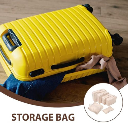 Alipis 7pcs Waterproof Travel Packing Cubes Set for Women Large Capacity Suitcase Organizer Bags Beige Compression Travel Accessories for Luggage and Backpack