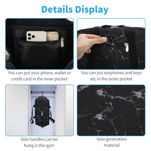Apenze Small Gym Bag 14 inch lightweight Carry On Mini Duffel Bag for Travel Sport - Marble Black - color: Marble Black