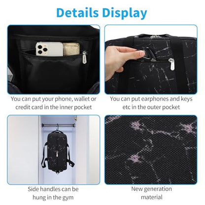 Apenze Small Gym Bag 14 inch lightweight Carry On Mini Duffel Bag for Travel Sport - Marble Black - color: Marble Black