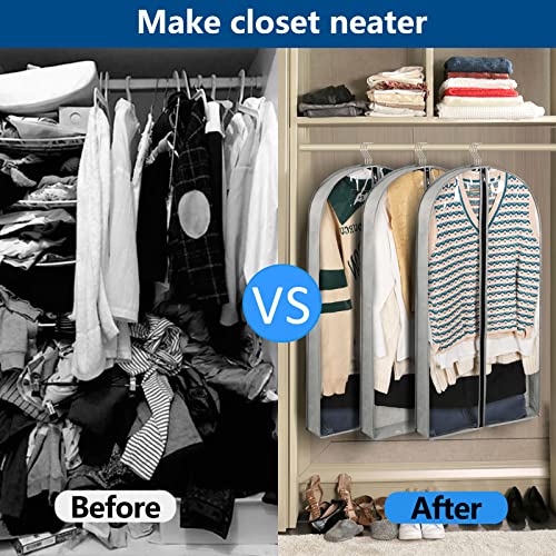 5 Pack 40" Garment Bags for Hanging Clothes Storage, Clear Suit Garment Bags with 4" Gussets for Closet Storage Travel, Plastic Protector for Coat, Jacket, Sweater, Shirts - size: 40" 5Pack