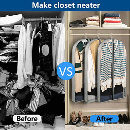 5 Pack 40" Garment Bags for Hanging Clothes Storage, Clear Suit Garment Bags with 4" Gussets for Closet Storage Travel, Plastic Protector for Coat, Jacket, Sweater, Shirts - size: 40" 5Pack