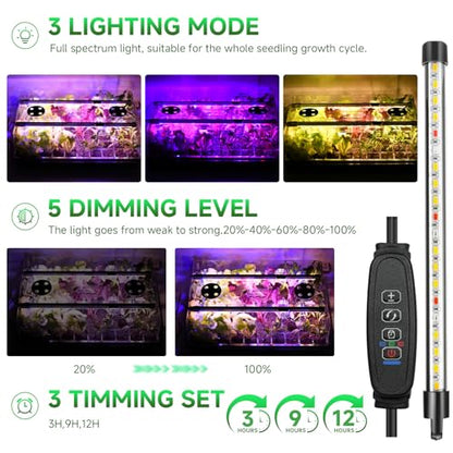 Adawook Seed Starter Trays with Grow Lights, Color Change Grow Lights for Seed Starting Kit, 3 Timming Set, Indoor Plant Growing Kit for Gardeners, Germination Trays Kits, Gardening Gifts (60 Cells)