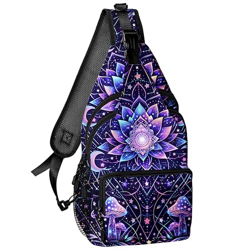 Hippie Mushroom Sling Bag Crossbody Sling Backpack for Women Men, Chest Bag Daypack Fanny Pack Cross Body Bag for Outdoors Hiking Traveling - color: Color 23