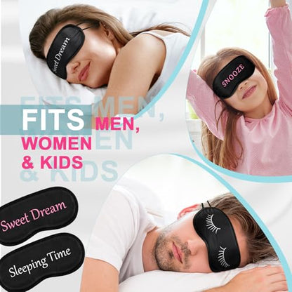 Eurzom 20 Pieces Funny Sleeping Eye Mask Bulk with Adjustable Strap Sleep Blackout Eye Mask for Night Blindfold Cover for Spa Women Men Adult Pajama Party Favors(Cute Black) - color: Cute Black