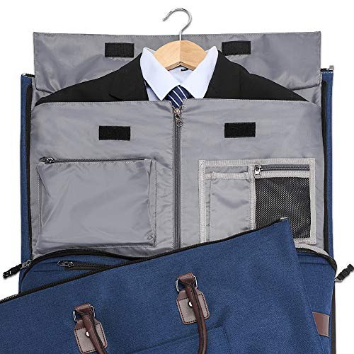 Modoker Convertible Garment Bag with Toiletry Bag, Carry on Garment Duffel Bag for Men Women - 2 in 1 Hanging Suitcase Suit Travel Bags,Navy blue - color: Navy blue