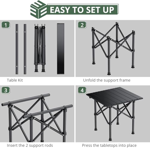 EYPINS Ultralight Camping Table Foldable - Small Beach Table, No-Wobble, 3.7 lbs Portable Compact with Carry Bag,Carbon Steel Outdoor Side Table for Backpacking, Picnic BBQs, Cooking