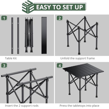 EYPINS Ultralight Camping Table Foldable - Small Beach Table, No-Wobble, 3.7 lbs Portable Compact with Carry Bag,Carbon Steel Outdoor Side Table for Backpacking, Picnic BBQs, Cooking
