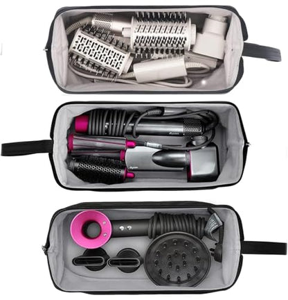 2026 Latest Shark Flex Style Travel Case for Dyson Airwrap Hair Dryer Brush Revlon Hair Tools Travel Bag Carrying Case Flat Curling Iron Organizer(Black) - color: Black
