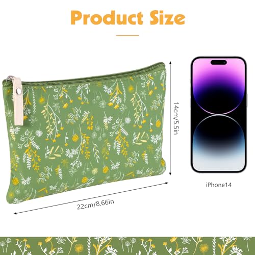 Pengxiaomei 2 Pcs Green Floral Makeup Bags, Small Zipper Cosmetic Bag Travel Toiletry Bag Makeup Pouch for Kids Teen Girls Tea Party Spring Party Mothers Day Gifts - style: Green Floral