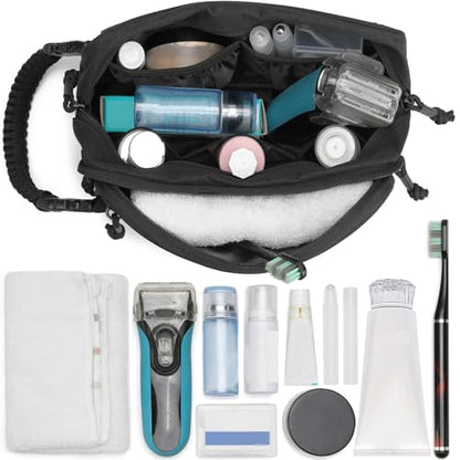 Tactical Toiletry Bag for Men Dry Wet Separate Dopp Kit Travel Hygiene Bag EDC Utility Tool Molle Pouch Mens Shaving Kit Travel shower Bags (Black) - color: Black