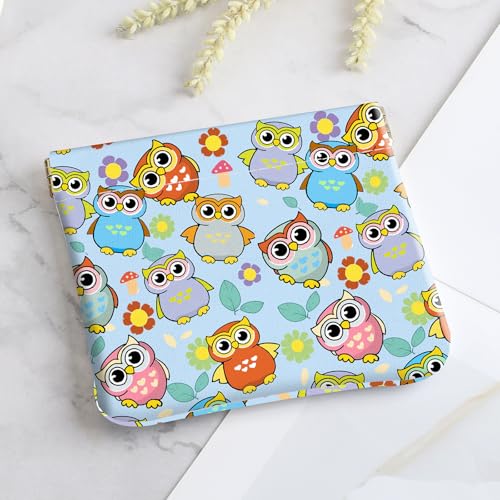 2Pcs PU Leather Small Squeeze Coin Purse Pouch Mini coin Bag Unique And Cute Wallet Cosmetic Bags Change Bag For Women Girls Men Owl and Avocado - color: Owl and Avocado