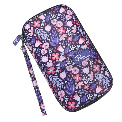 VanFn RFID Travel Passport Wallet, Family Passport Holder, Trip Document Organizer P.Travel Series - color: Pure Flower Pink