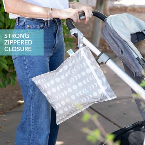 Bumkins - Waterproof Wet Bag & Clear Travel Bags - For Beach, Baby, Travel, Swim Suit, Cloth Diapers, Pump Parts, Pool, Gym, Toiletries - Reusable & Easy to Clean - Lunar Gray - 4 Pack - color: A7 Lunar Gray-4