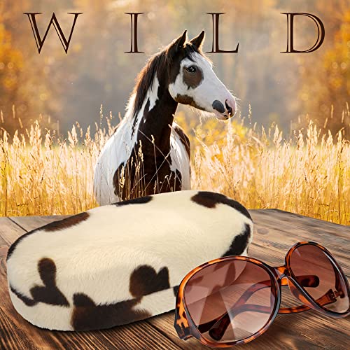 MyEyeglassCase Hard Sunglasses case - Women Glasses Case Holder - Large Durable Eyeglass Case Hard Shell with Pouch & Cloth - color: Pony Animal Print
