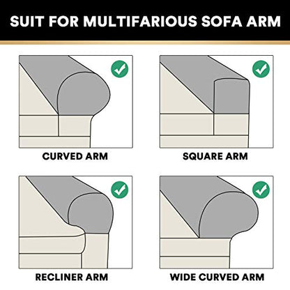 PrinceDeco 2 Pack Thick Velvet Stretch Armrest Covers for Chairs and Sofas - Non Slip, Grey - color: Grey