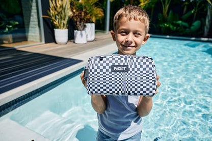 PackIt Freezable Snack Box, Checked Out, Built with EcoFreeze Technology, Collapsible, Reusable, Zip Closure with Buckle Handle, Designed For Work Snacks, Fresh Snacks On the Go, Adults, and All Ages - color: Checked Out