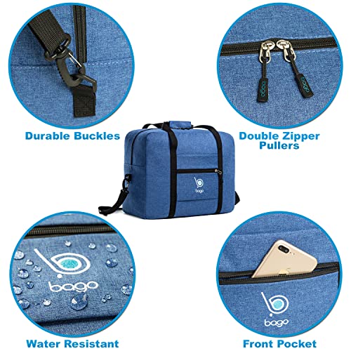 Bago Personal Item Travel Bag For Airlines - Fits As 18x14x8 inches Travel Bag Spirit & Frontier Airlines - Foldable Duffle Bag For Travel - Personal Item Bag Small Carry On Bag For Air Travel - color: SnowDepBlue