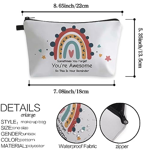 Deanfun Small Makeup Case - Cute and Waterproof Cosmetic Bag for Women(Rainbow, Sometimes You Forget That You'Re Awesome, So This Is Your Reminder D5-56372) - color: Rainbow, Sometimes you forget that you're awesome, so this is your reminder 56372