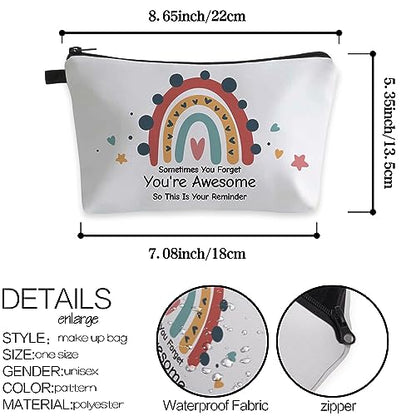 Deanfun Small Makeup Case - Cute and Waterproof Cosmetic Bag for Women(Rainbow, Sometimes You Forget That You'Re Awesome, So This Is Your Reminder D5-56372) - color: Rainbow, Sometimes you forget that you're awesome, so this is your reminder 56372