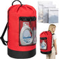 150L Laundry Bag Backpack with 3 Sizes Mesh Wash Bags and Shoulder Straps Foldable Clothes Hamper Bag with Drawstring Closure for College, Apartment, Laundromat(Red) - color: Bright Red