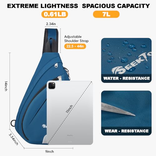 Seektop Anti Theft Crossbody Bag for Women RFID Blocking Waterproof Sling Backpack Lightweight 400D Nylon Small Chest Pack Shoulder Bag for Travel Hiking Commuting Men Blue - color: Blue