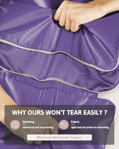 Meowoo 7 Set Compression Packing Cubes for Travel, Durable Ripstop Mesh Suitcase Organizer with Shoe Bag, Ultralight & Expandable Space Saver Travel Cubes - color: Purple